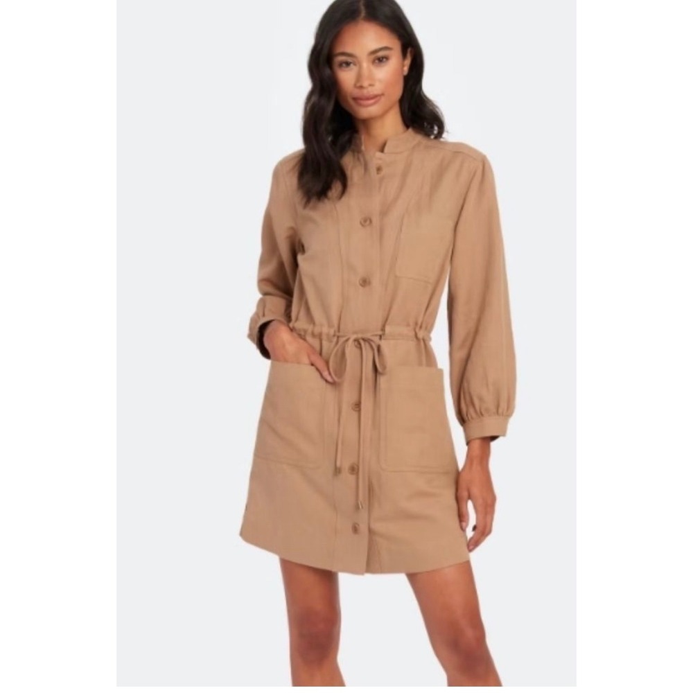 A Piece Apart Merida Utility Shirt Dress Camel Tan Button Front Mini Size 6